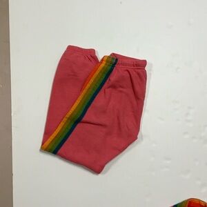 Aviator Nation Pink and Red Track Pants with Stripe Detail